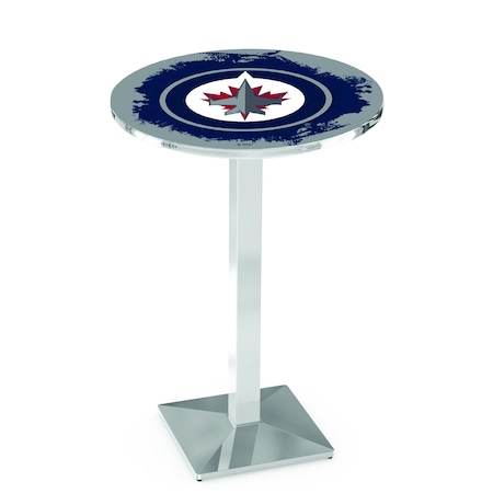 Holland Bar Stool Co 36" Chrome Winnipeg Jets Pub Table L217C3628WinJet